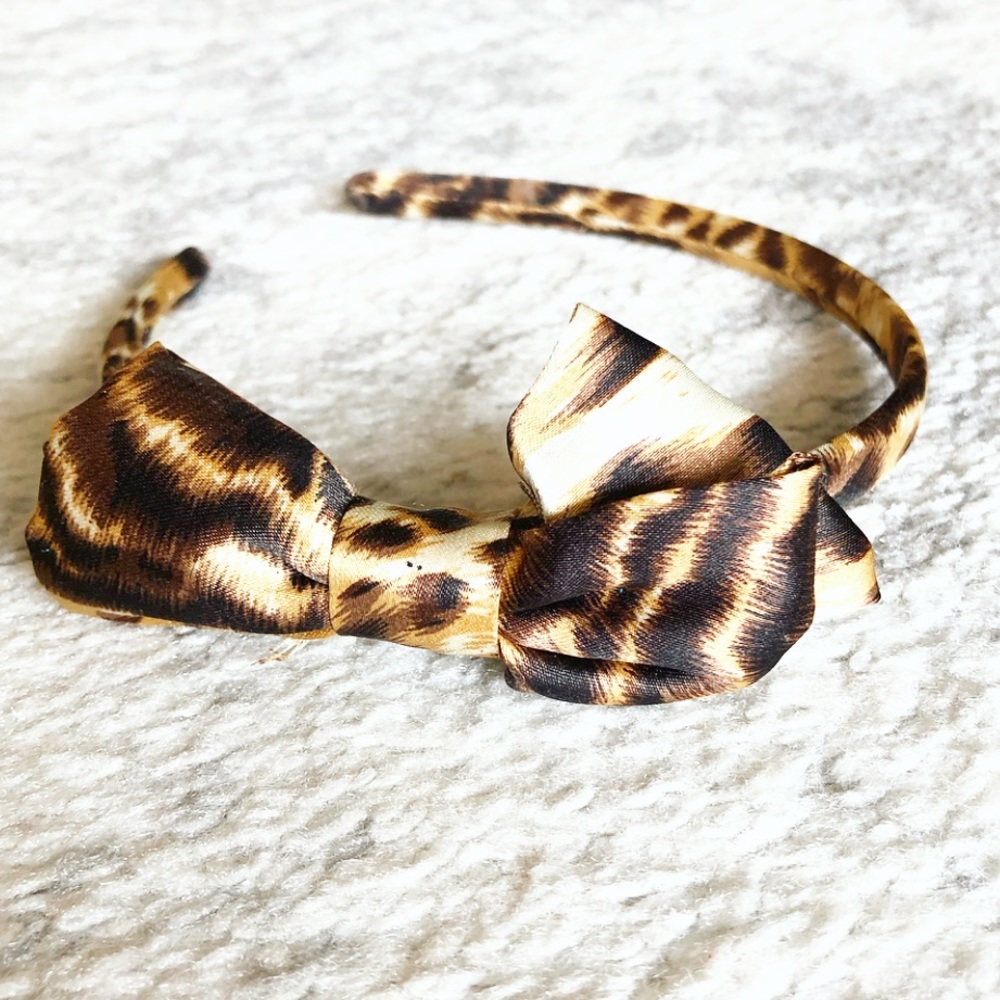 Vintage leopard print ribbon & bow Girls’ headband